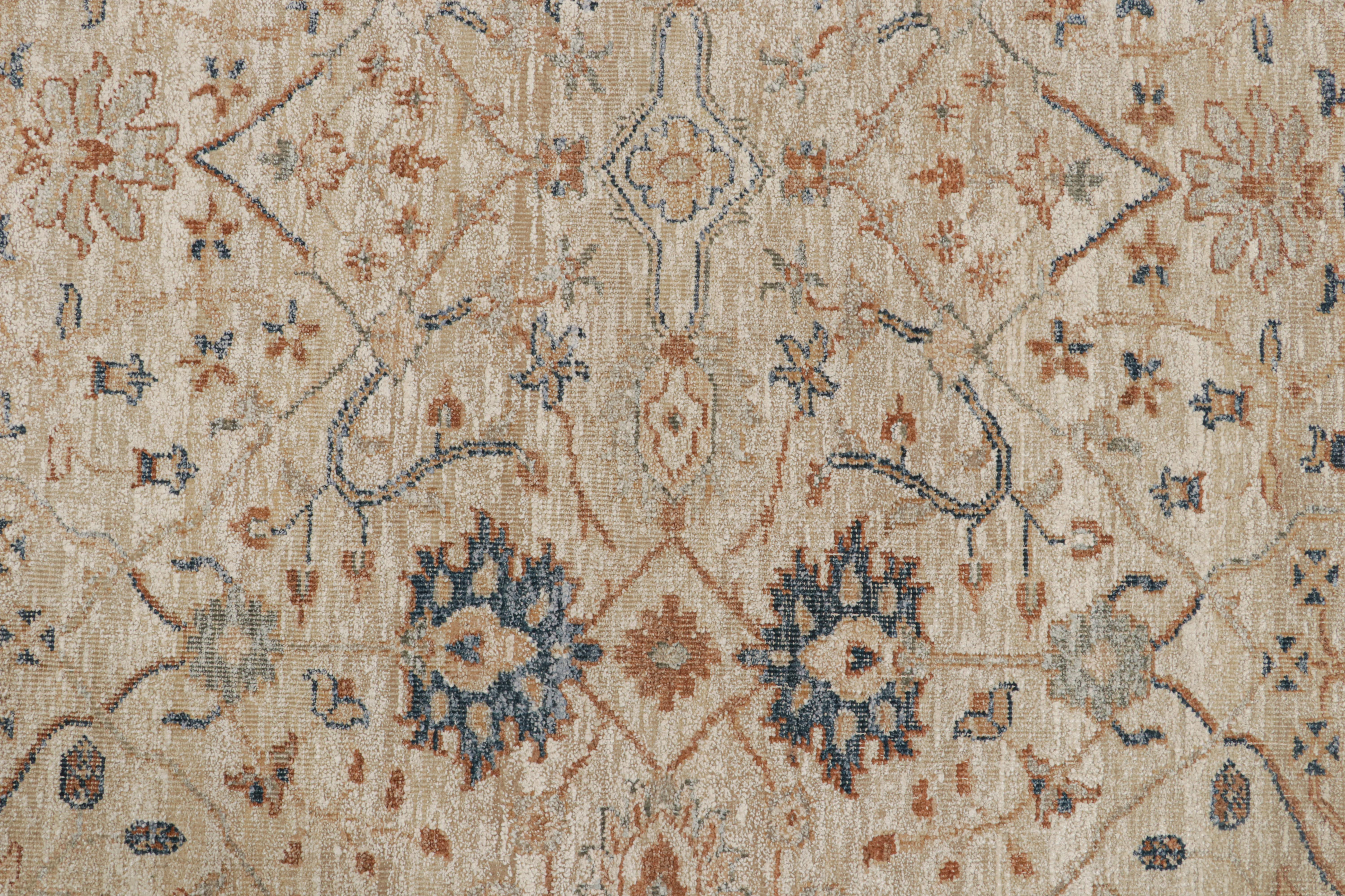 Rug & Kilim's Oushak Style Teppich in Creme, Blau, Beige-Braun Geometrisch gemustert (21. Jahrhundert und zeitgenössisch) im Angebot