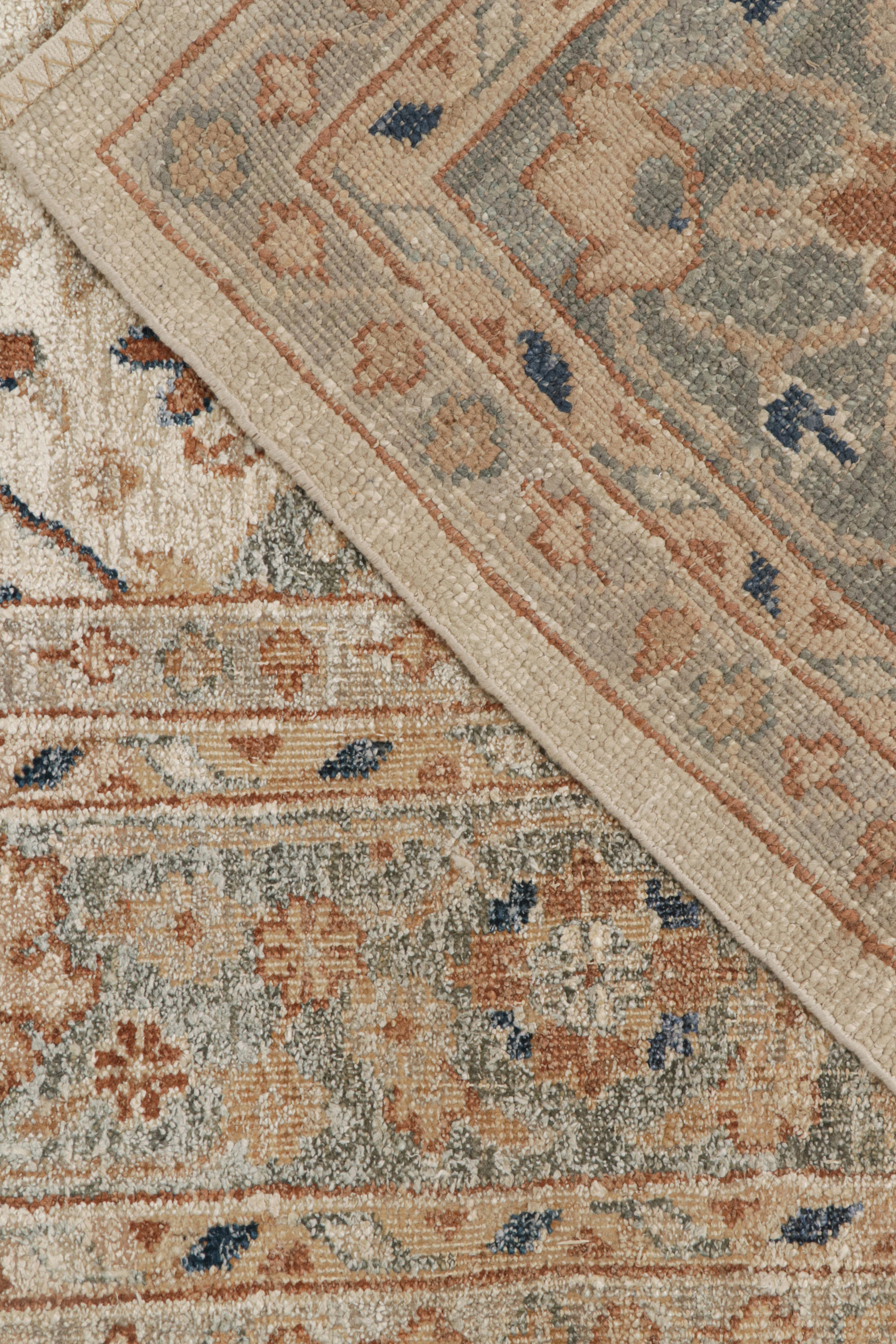 Rug & Kilim's Oushak Style Teppich in Creme, Blau, Beige-Braun Geometrisch gemustert (Wolle) im Angebot
