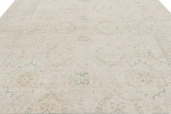 Rug & Kilim’s Oushak Style Rug in Cream White and Blue with Floral Patterns