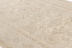 Rug & Kilim’s Oushak Style Rug in Cream, White, Beige Geometric Floral Patterns