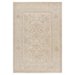 Rug & Kilim’s Oushak Style Rug in Cream, White, Beige Geometric Floral Patterns
