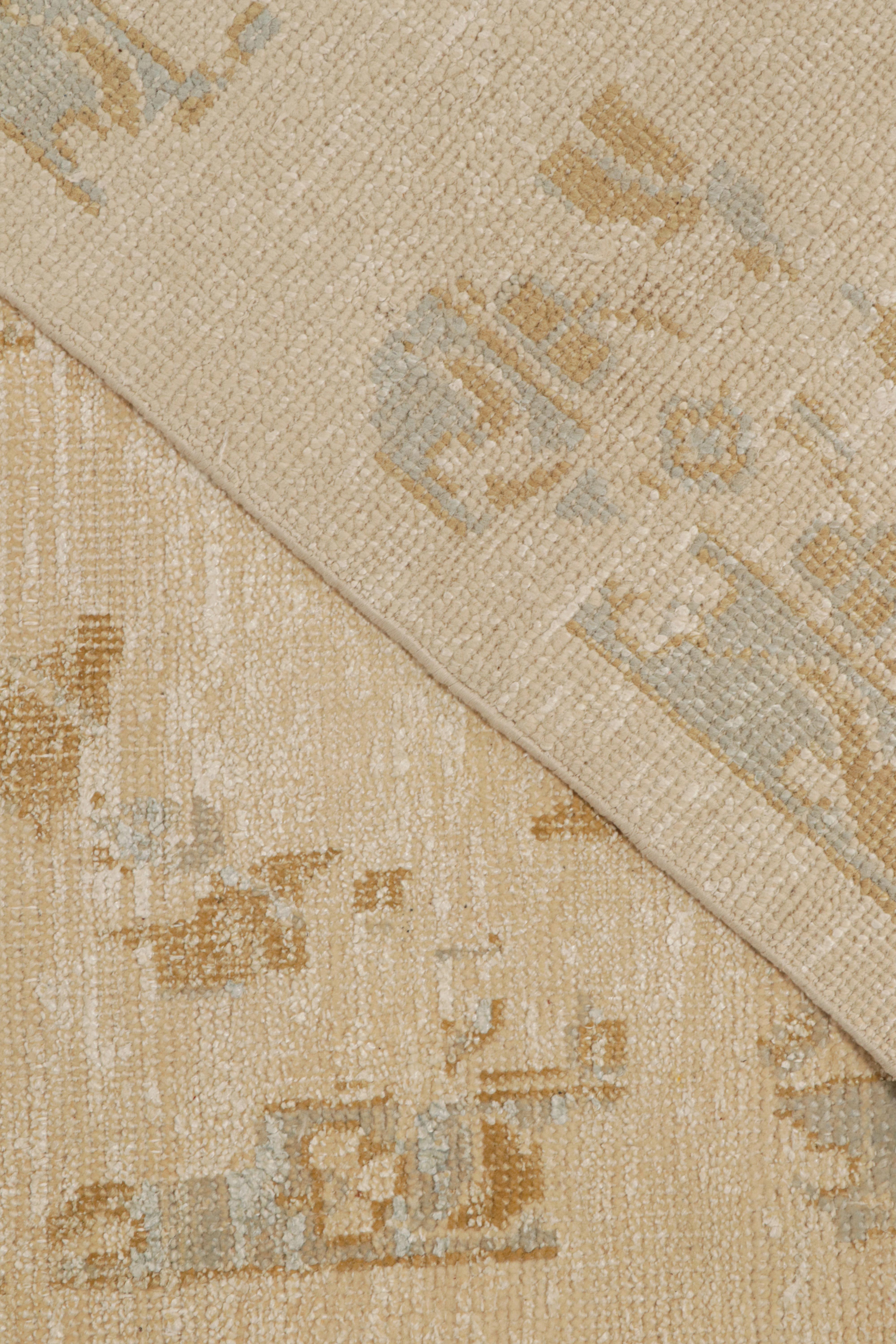 Rug & Kilim’s Oushak Style Rug in Cream with Gold and Blue Floral Patterns For Sale 1