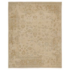 Rug & Kilim’s Oushak Style Rug in Cream with Gold and Blue Floral Patterns