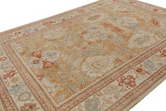 Rug & Kilim’s Oushak Style Rug in Gold and Beige with Floral Patterns