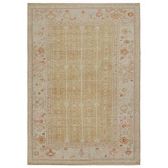 Rug & Kilim’s Oushak Style Rug in Gold and Gray with Floral Patterns