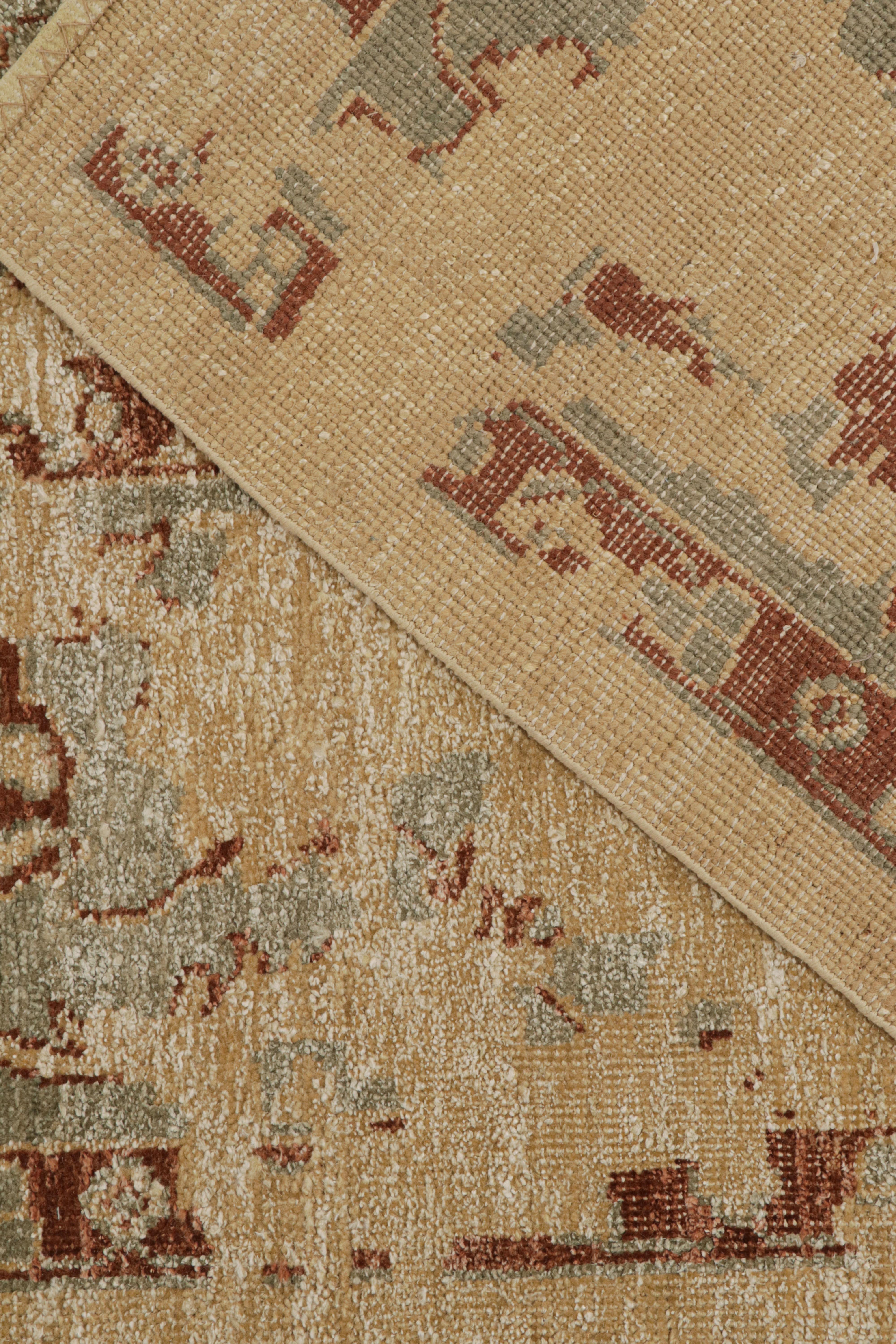 Rug & Kilim's Oushak Style Teppich in Gold, Rot & Grün mit Blumenmustern (Wolle) im Angebot