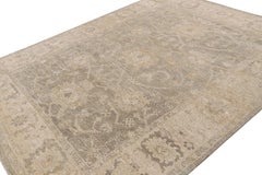 Rug & Kilim’s Oushak Style Rug in Gray and Beige-Brown Floral Patterns