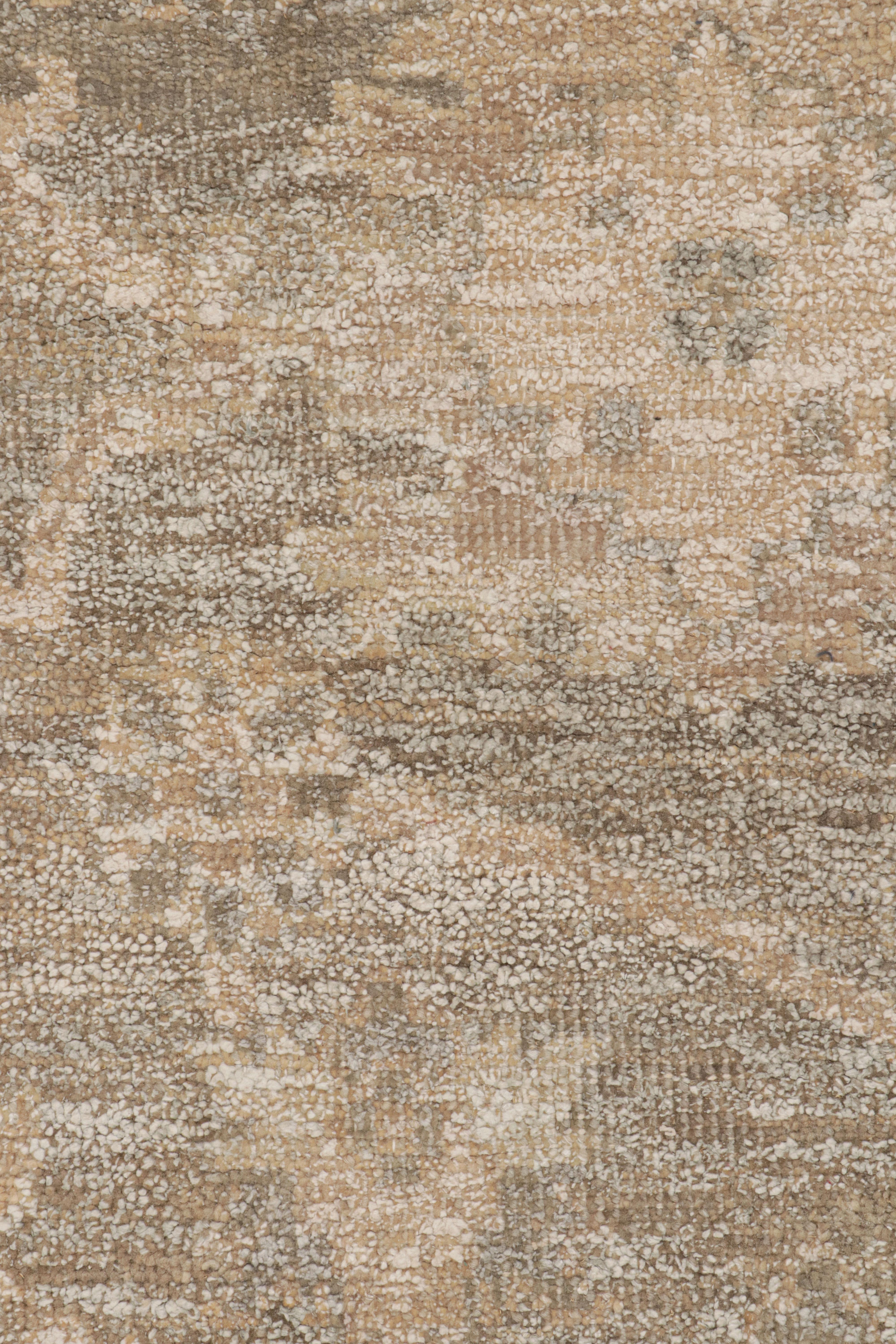 Contemporary Rug & Kilim’s Oushak Style Rug in Gray and Beige-Brown Floral Patterns For Sale