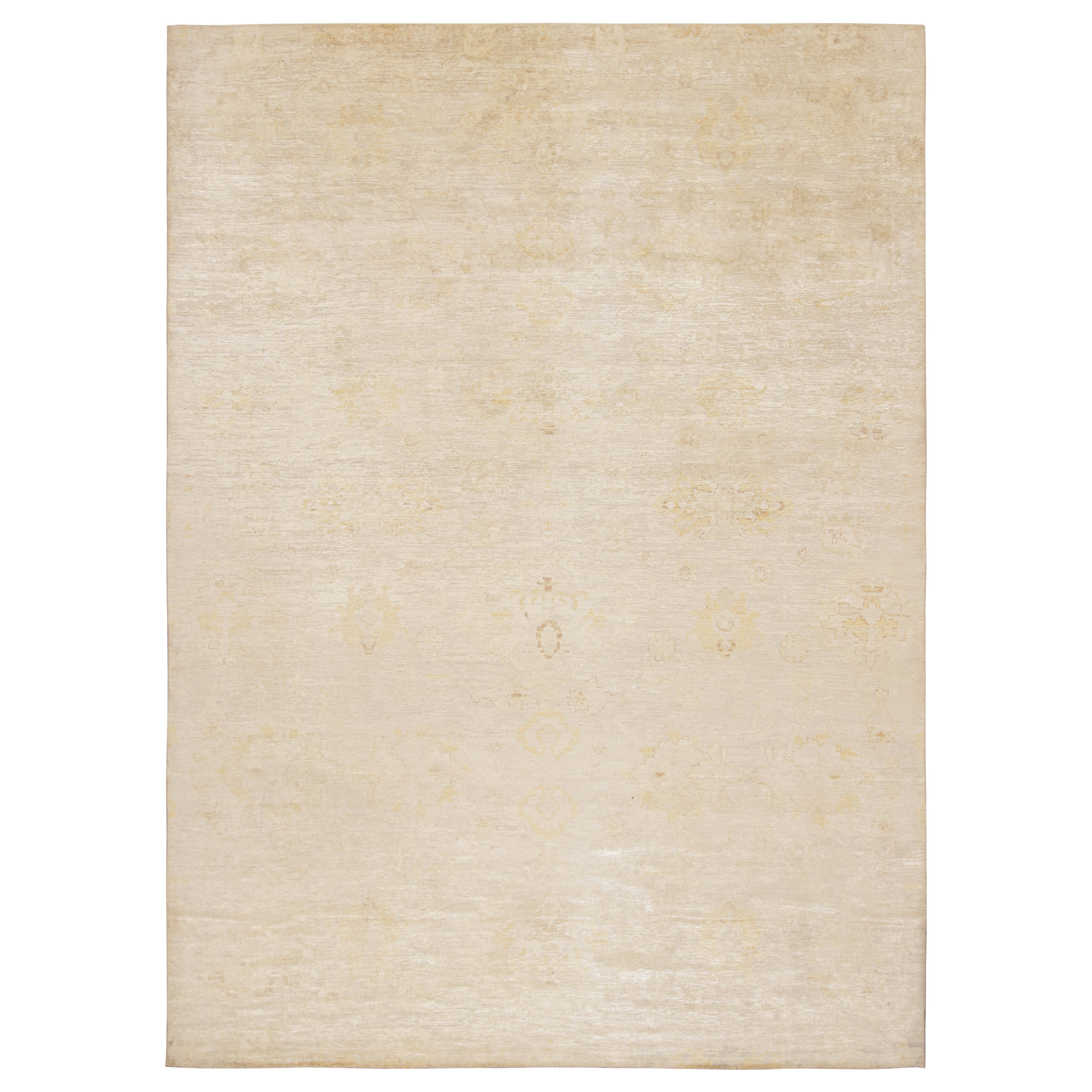 Rug & Kilim - Tappeto in stile Oushak in grigio e beige con motivo floreale all over