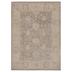 Rug & Kilim - Tappeto in stile Oushak in grigio e beige con motivo floreale all over