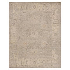 Rug & Kilim’s Oushak Style Rug In Gray and Beige With All Over Floral Pattern