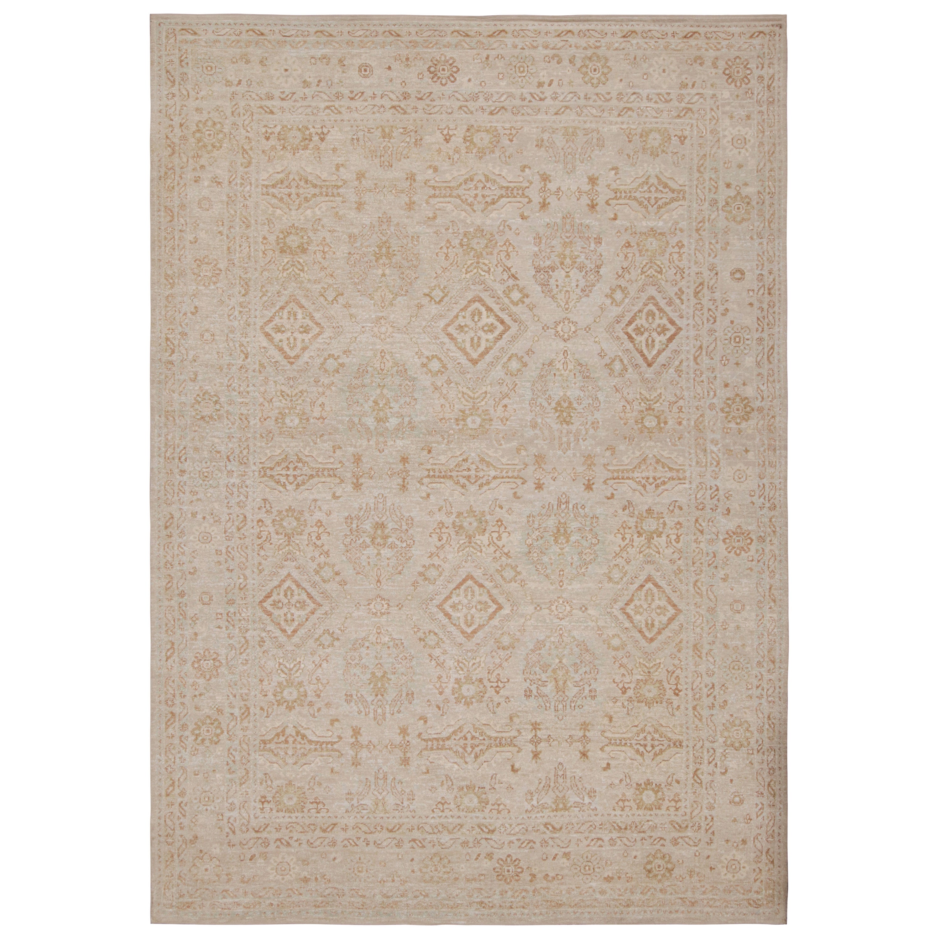 Rug & Kilim: tappeto in stile Oushak grigio e beige con motivo geometrico all over