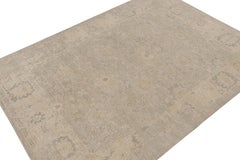 Rug & Kilim’s Oushak Style Rug with Taupe, Beige and Gray Floral Patterns