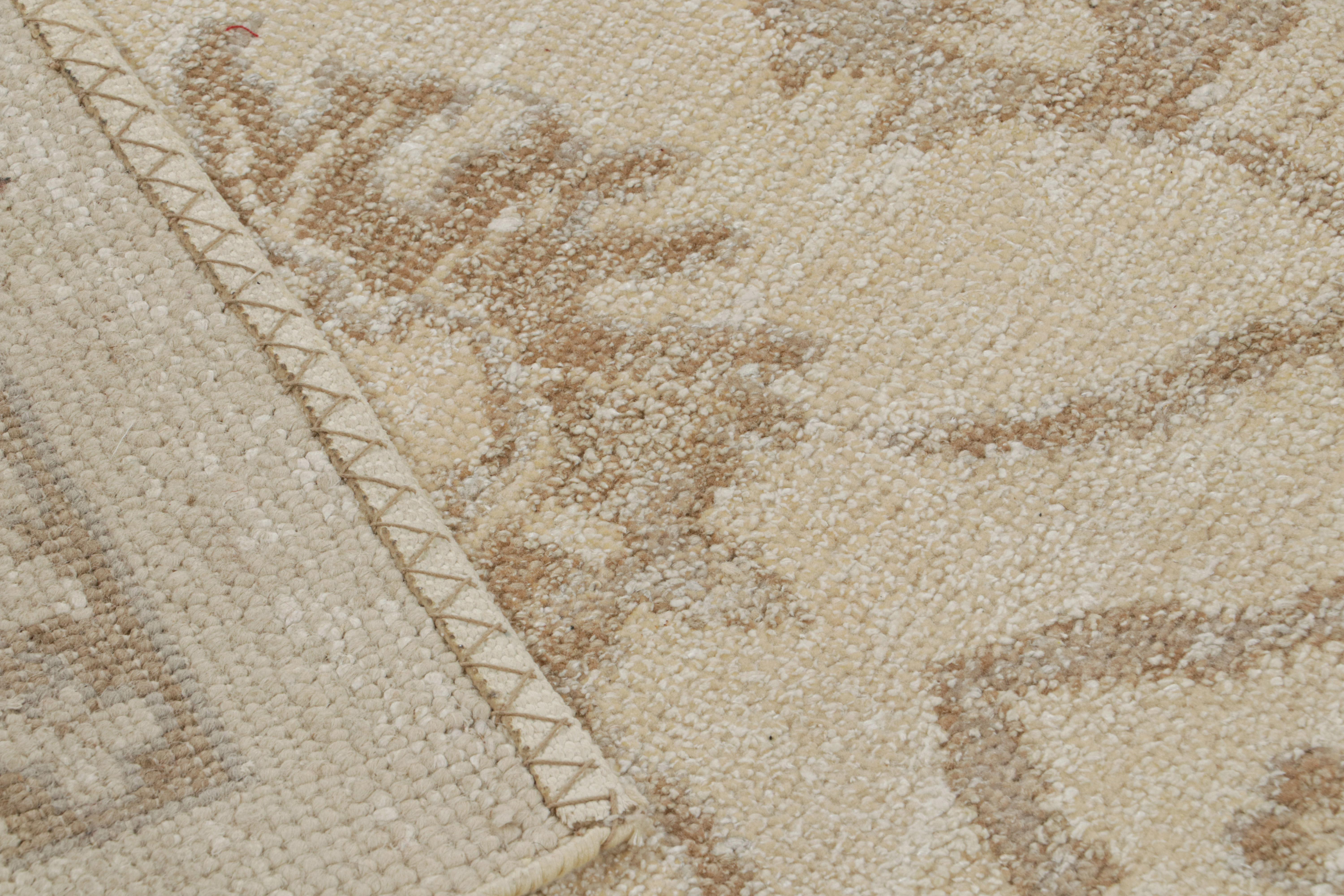 Silk Rug & Kilim’s Oushak style rug in Greige & Brown Floral Patterns For Sale