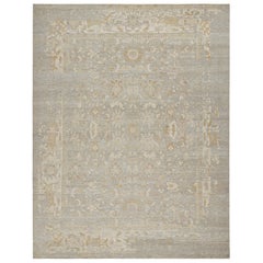 Tapis de style Oushak de Rug & Kilim à motifs floraux gris et beige-brun