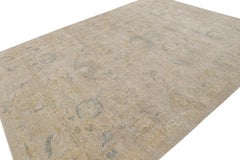 Rug & Kilim - Tappeto in stile Oushak con motivo floreale grigio, beige e oro