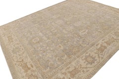 Rug & Kilim’s Oushak Style Rug in Grey, Beige & Gold Floral Pattern