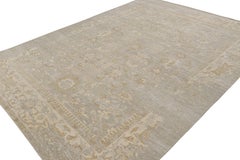 Rug & Kilim’s Oushak Style Rug in Grey, Beige & Gold Floral Pattern