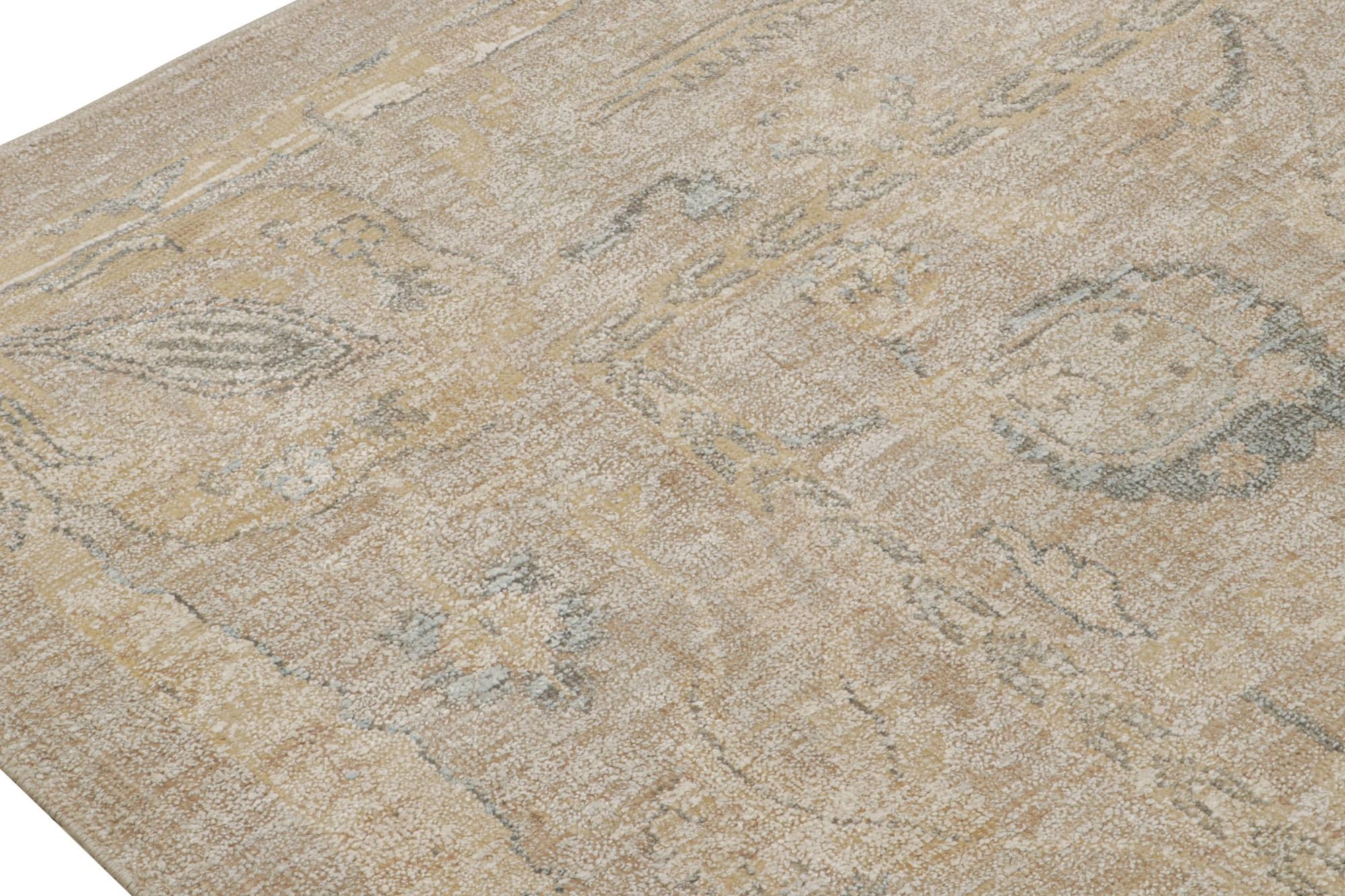 Rug & Kilim’s Oushak Style Rug in Grey, Beige & Gold Floral Pattern In New Condition For Sale In Long Island City, NY