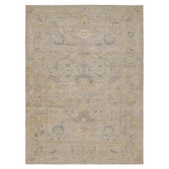 Rug & Kilim’s Oushak Style Rug in Grey, Beige & Gold Floral Pattern