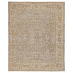 Rug & Kilim’s Oushak Style Rug in Grey, Beige & Gold Floral Pattern