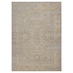 Tapis Oushak de Rug & Kilim à motifs floraux gris, beige et or