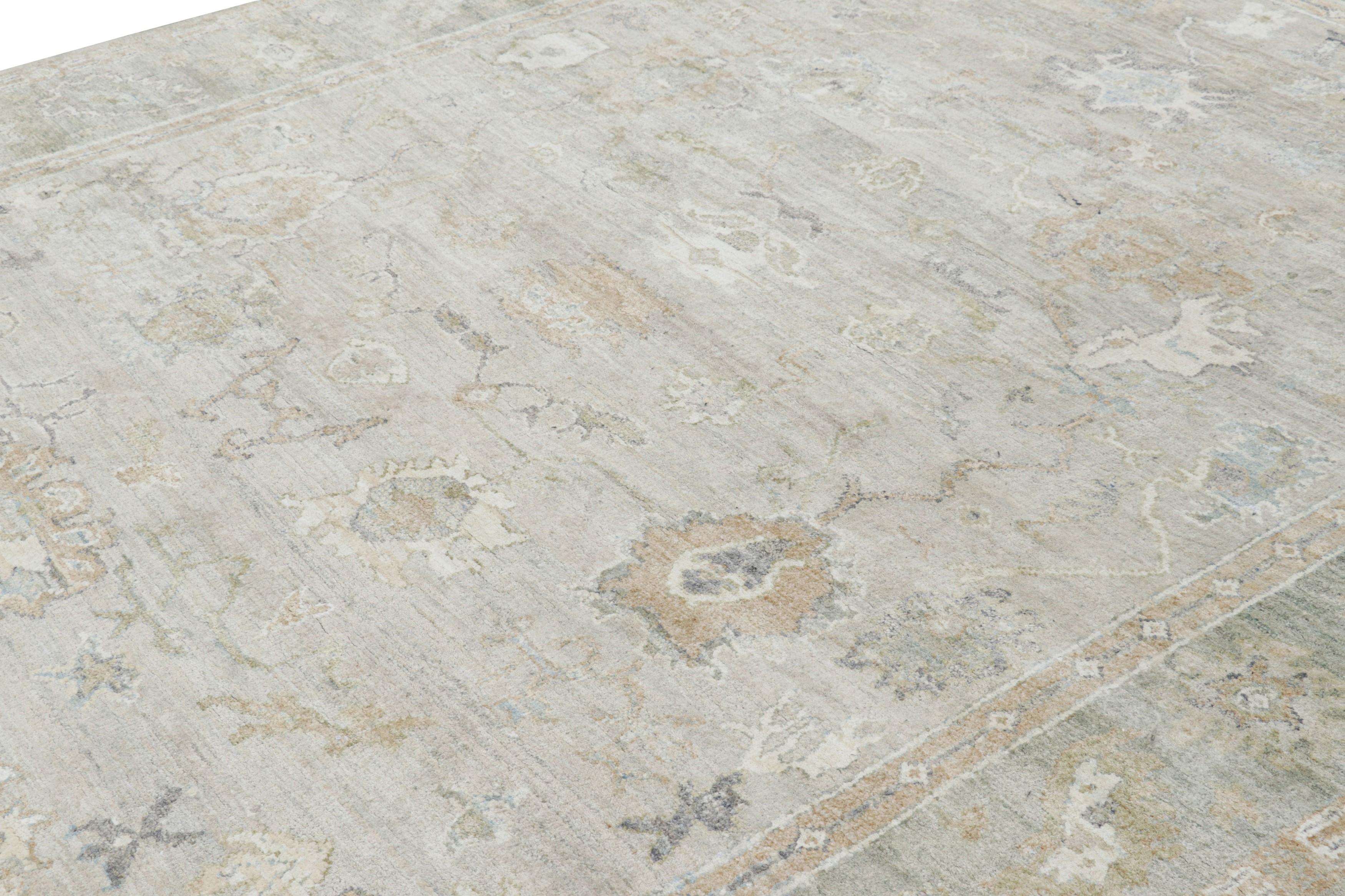 Hand-knotted in silk, this 9x12 rug from Rug & Kilim’s Modern Classics Collection represents a new line inspired by vintage and antique Oushak rugs.

On the Design: 

One fundamental idea that R & K Principal, Jahanshah Nazmiyal has long taught to