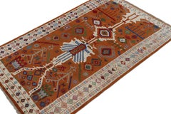 Rug & Kilim’s Oushak style rug in Orange and White with Geometric Patterns