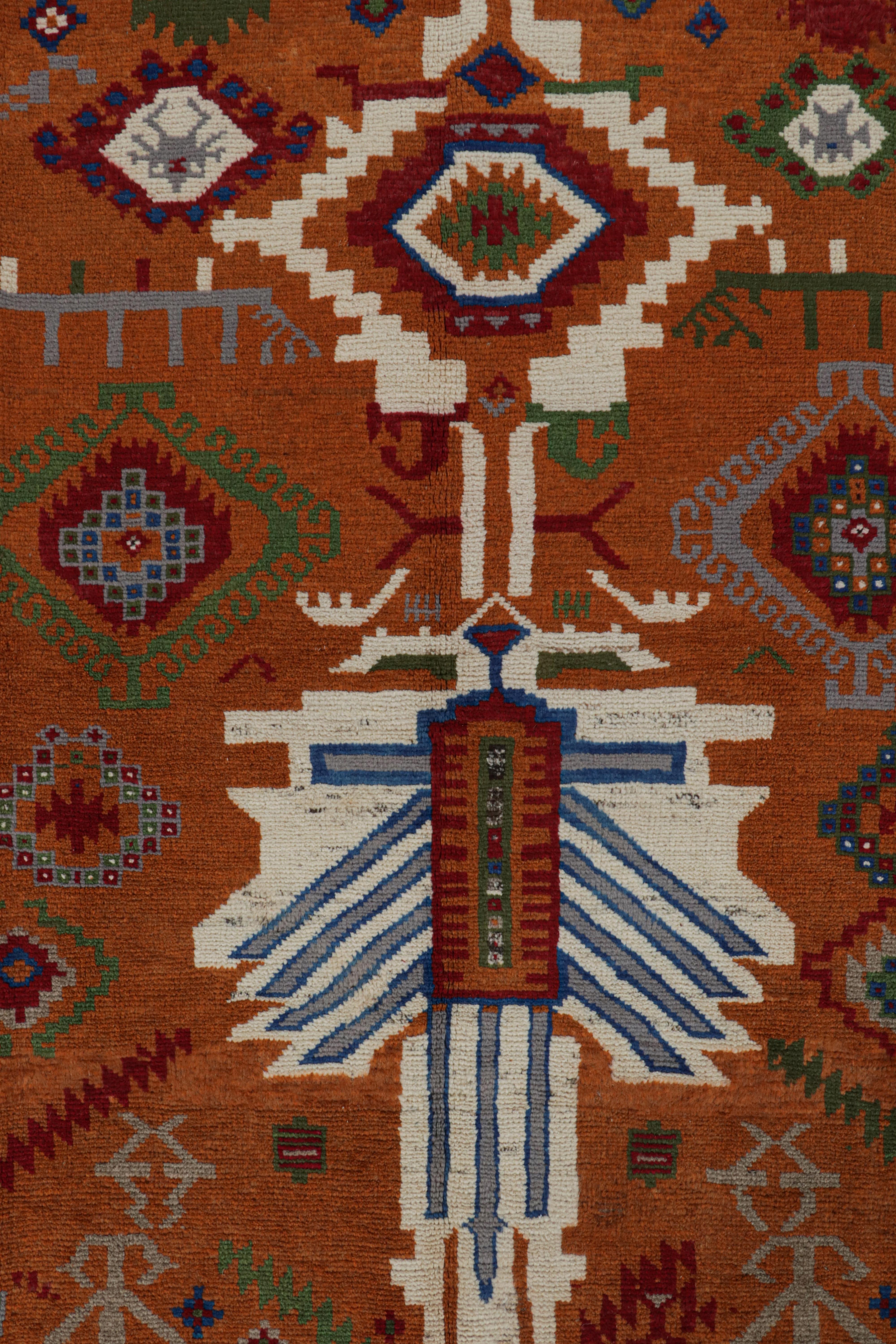Rug & Kilim’s Oushak style rug in Orange and White with Geometric Patterns In New Condition For Sale In Long Island City, NY