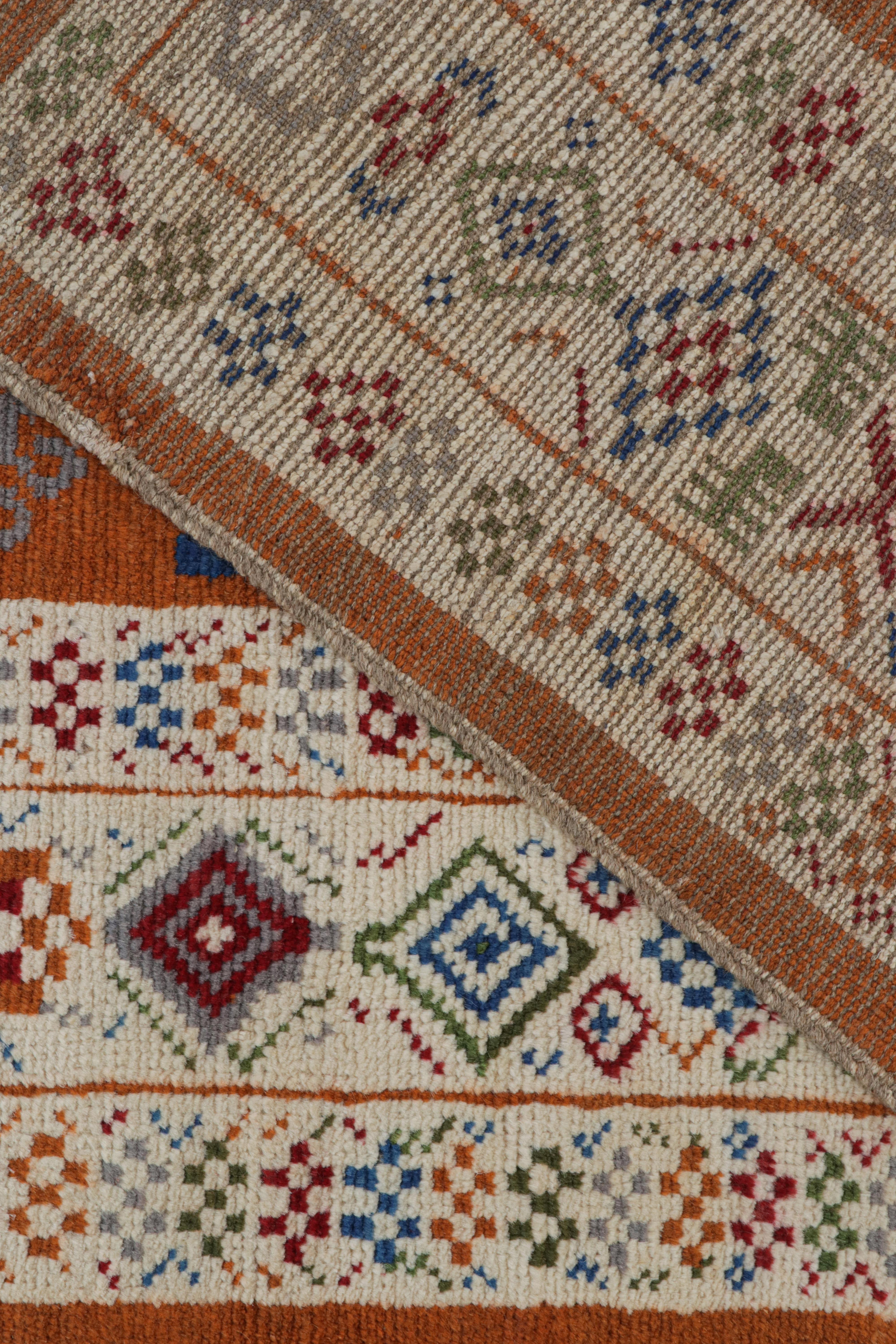 Contemporary Rug & Kilim’s Oushak style rug in Orange and White with Geometric Patterns For Sale