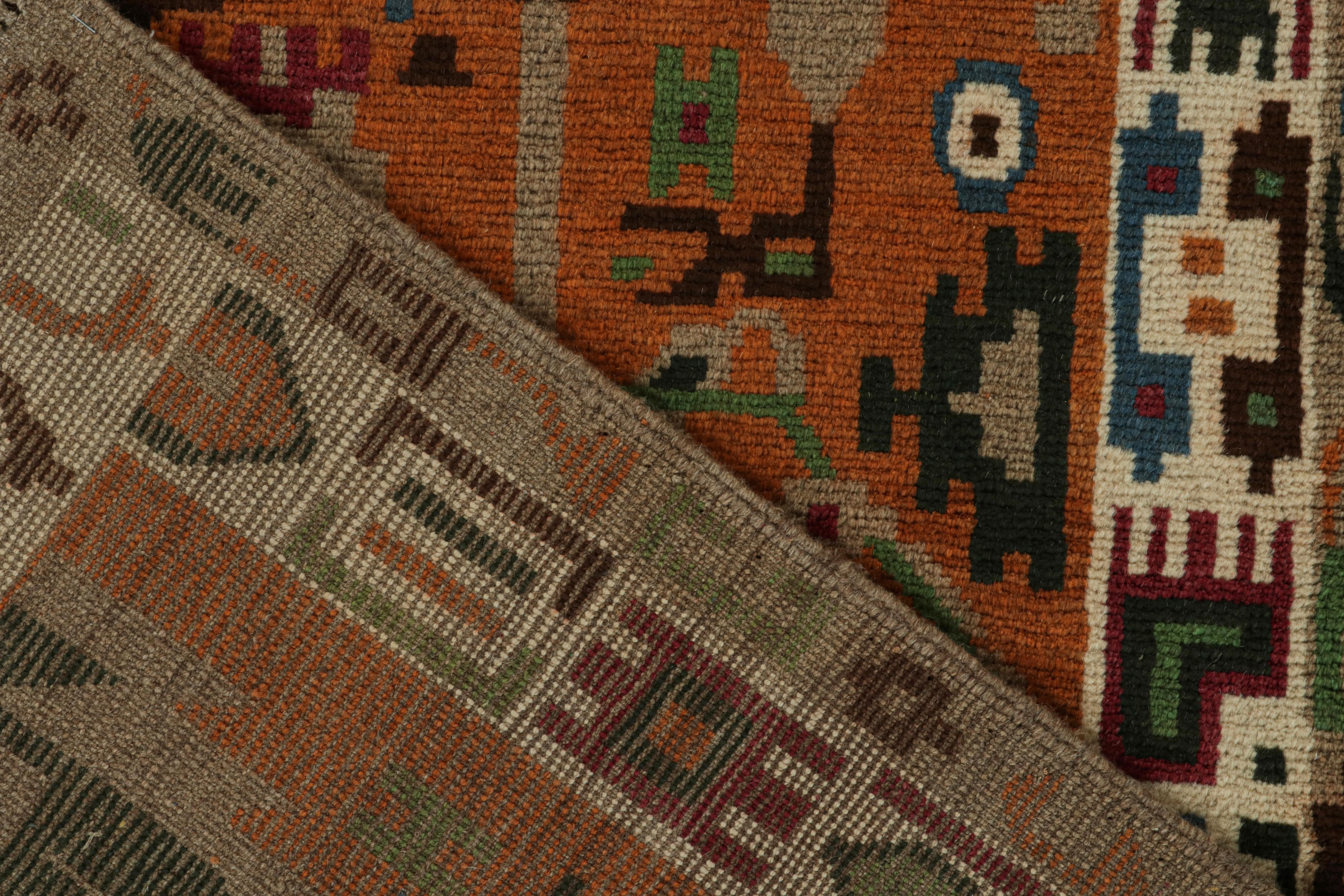 XXIe siècle et contemporain Tapis de style Oushak de Rug & Kilim en orange avec des motifs géométriques colorés en vente