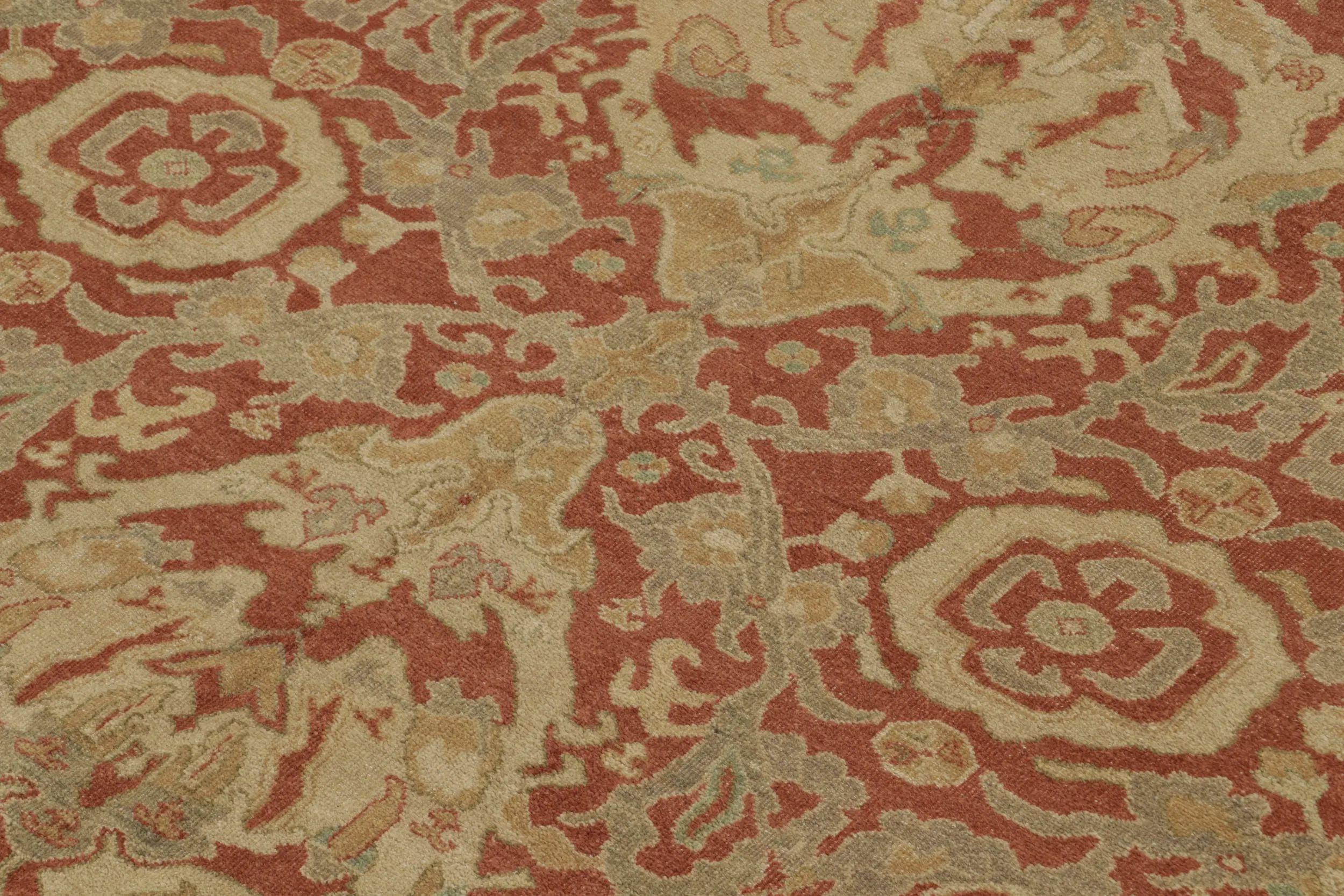 Indien Tapis de style Oushak de Rug & Kilim au motif floral rouge, beige et gris-bleu en vente