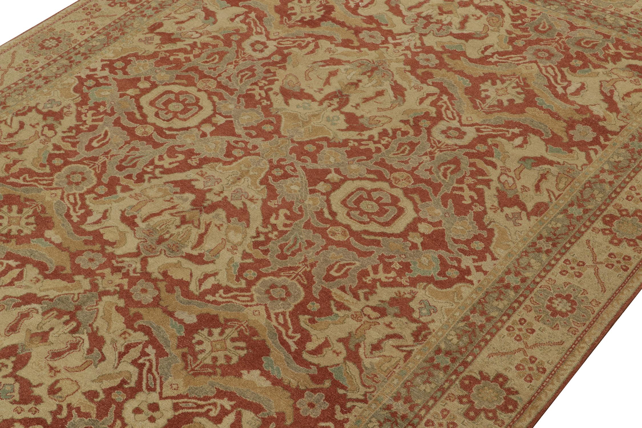 Rug & Kilim's Oushak-Teppich in Rot, Beige und Grau-Blau mit Blumenmuster im Zustand „Neu“ im Angebot in Long Island City, NY