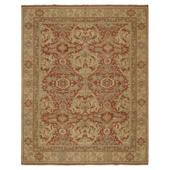 Rug & Kilim’s Oushak style Rug in Red, Beige and Gray-Blue Floral Pattern