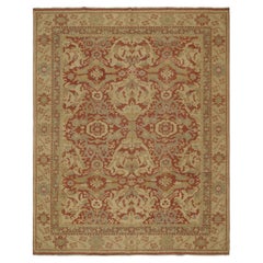 Rug & Kilim’s Oushak style Rug in Red, Beige and Gray-Blue Floral Pattern