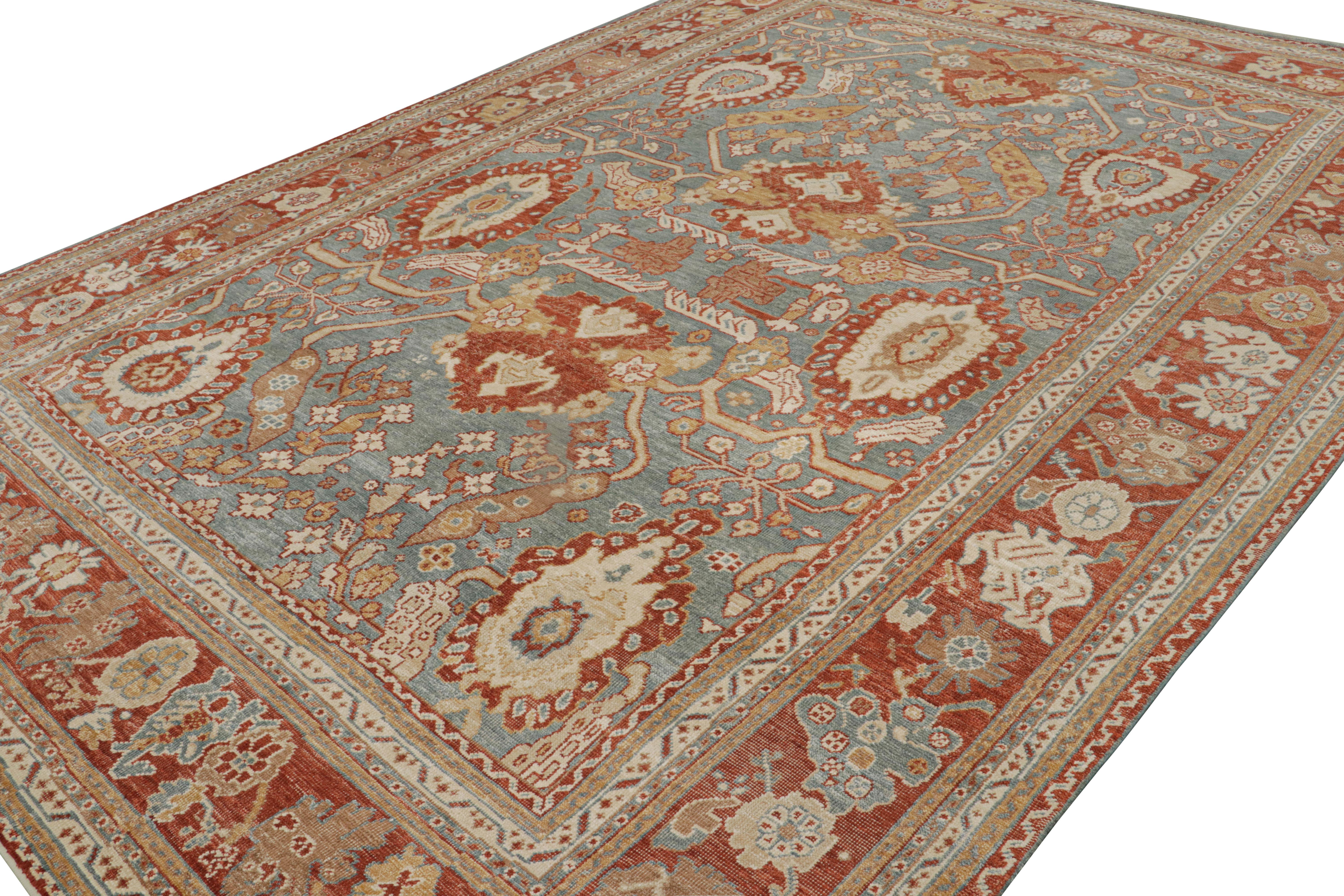 Dieser handgeknüpfte Teppich im Format 10x14 aus Wolle und Sari-Seide stammt aus der neuen Modern Classics Collection'S von Rug & Kilim und ist von antiken Oushak-Teppichen inspiriert. 

Über das Design: 

Der Teppich ist aus einem neuen Garn