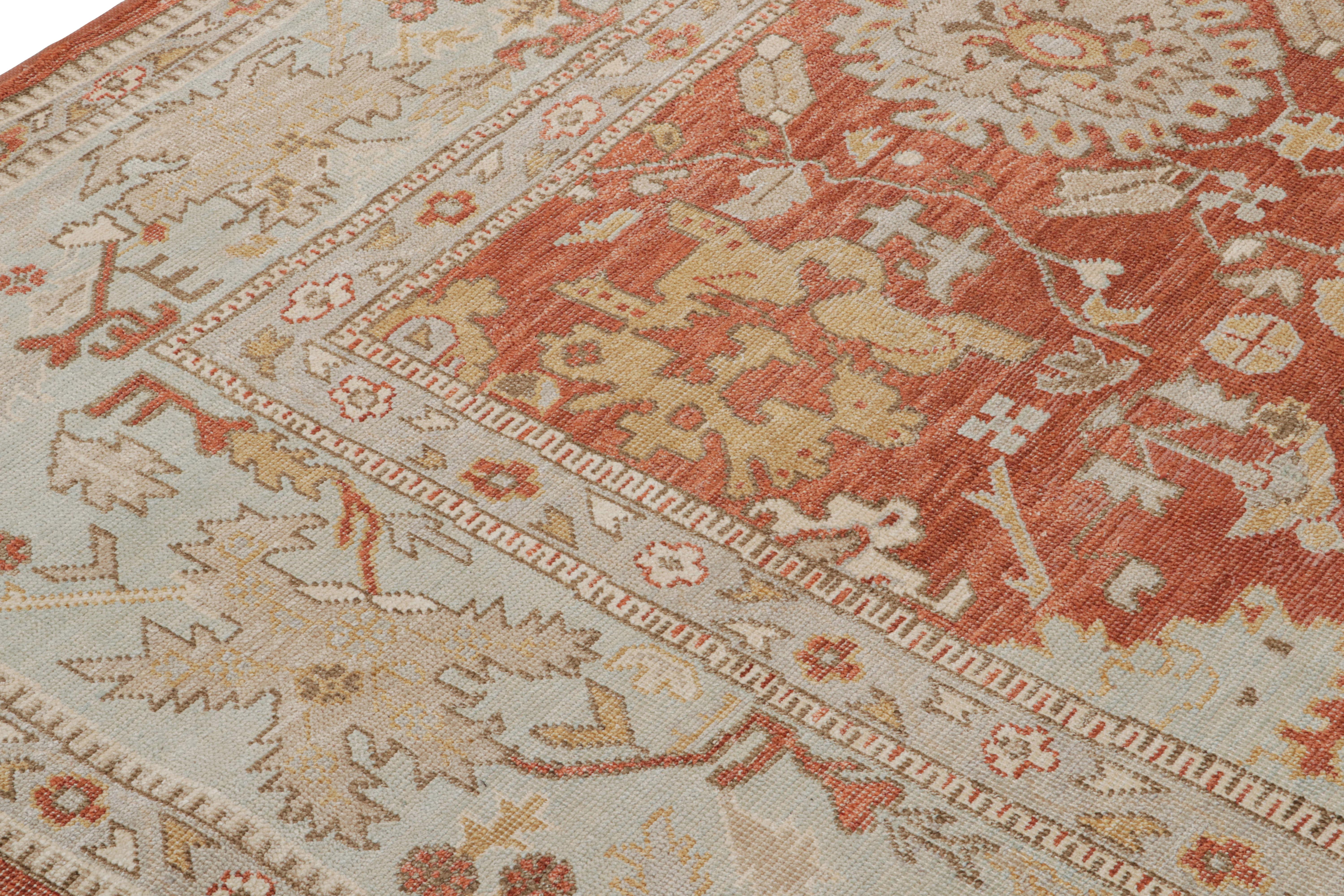 Rug & Kilim’s Oushak style rug in Red, Blue & Brown Floral Patterns In New Condition For Sale In Long Island City, NY