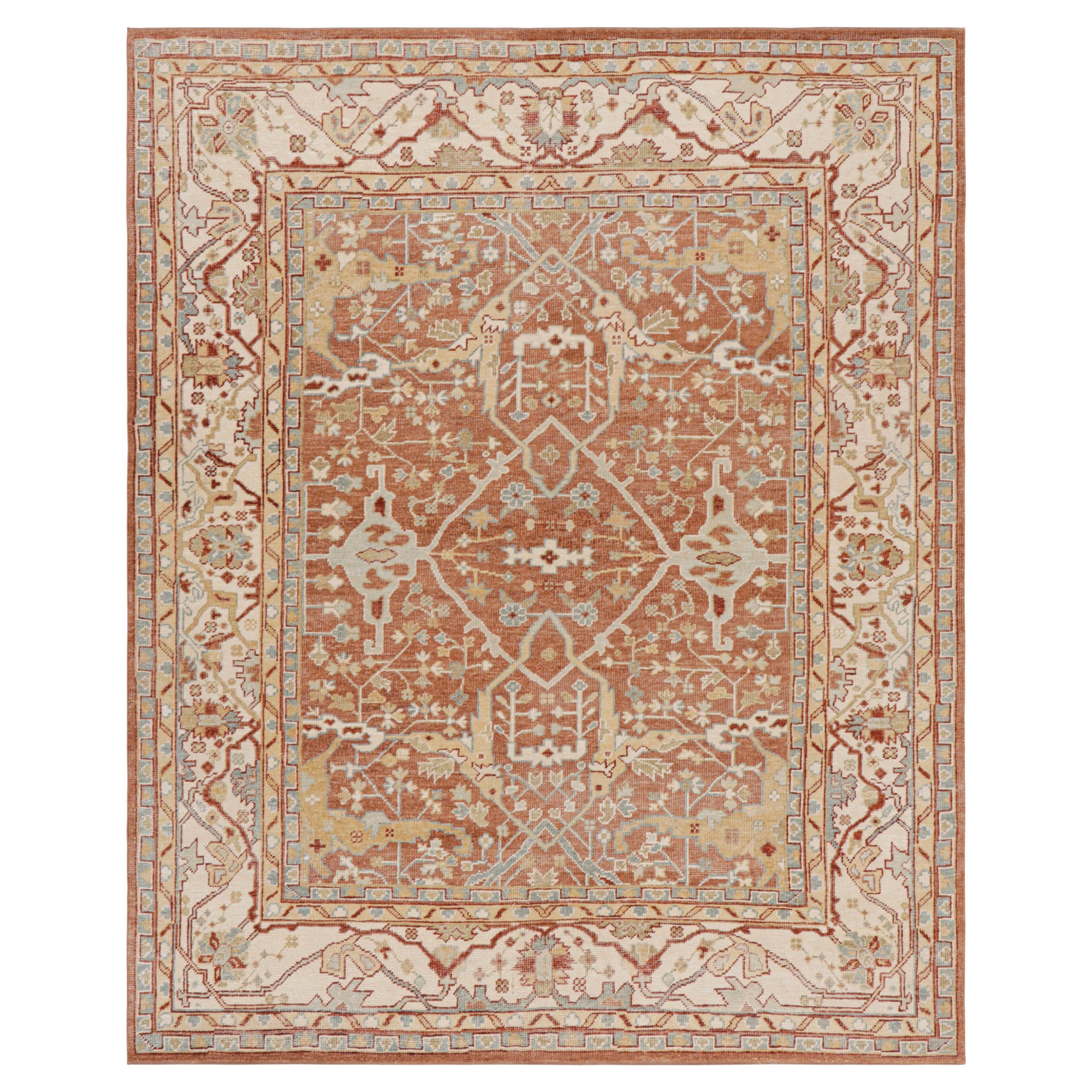 Rug & Kilim’s Oushak Style Rug in Rust Tones with Floral Patterns For Sale