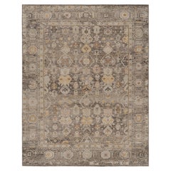 Rug & Kilim’s Oushak Style Rug in Silver-Gray with Geometric-Floral Patterns