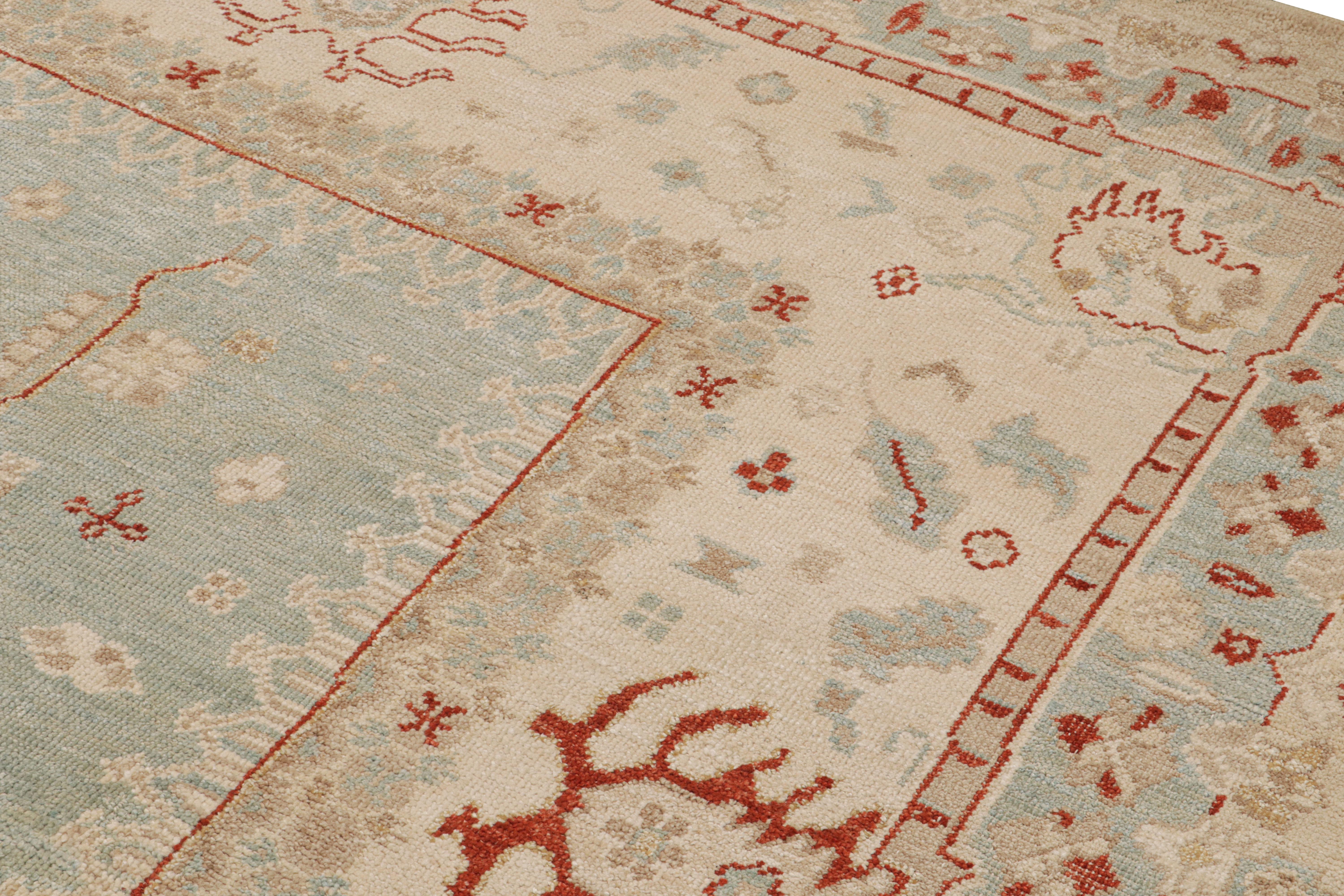 Rug & Kilim - Tappeto in stile Oushak in blu cielo con motivi floreali all over In condizioni Nuovo in vendita a Long Island City, NY