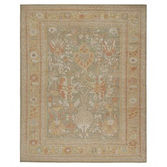 Rug & Kilim's Oushak Style Rug in Teal Green With All Over Floral Patterns (tapis de style Oushak en vert sarcelle avec motifs floraux)