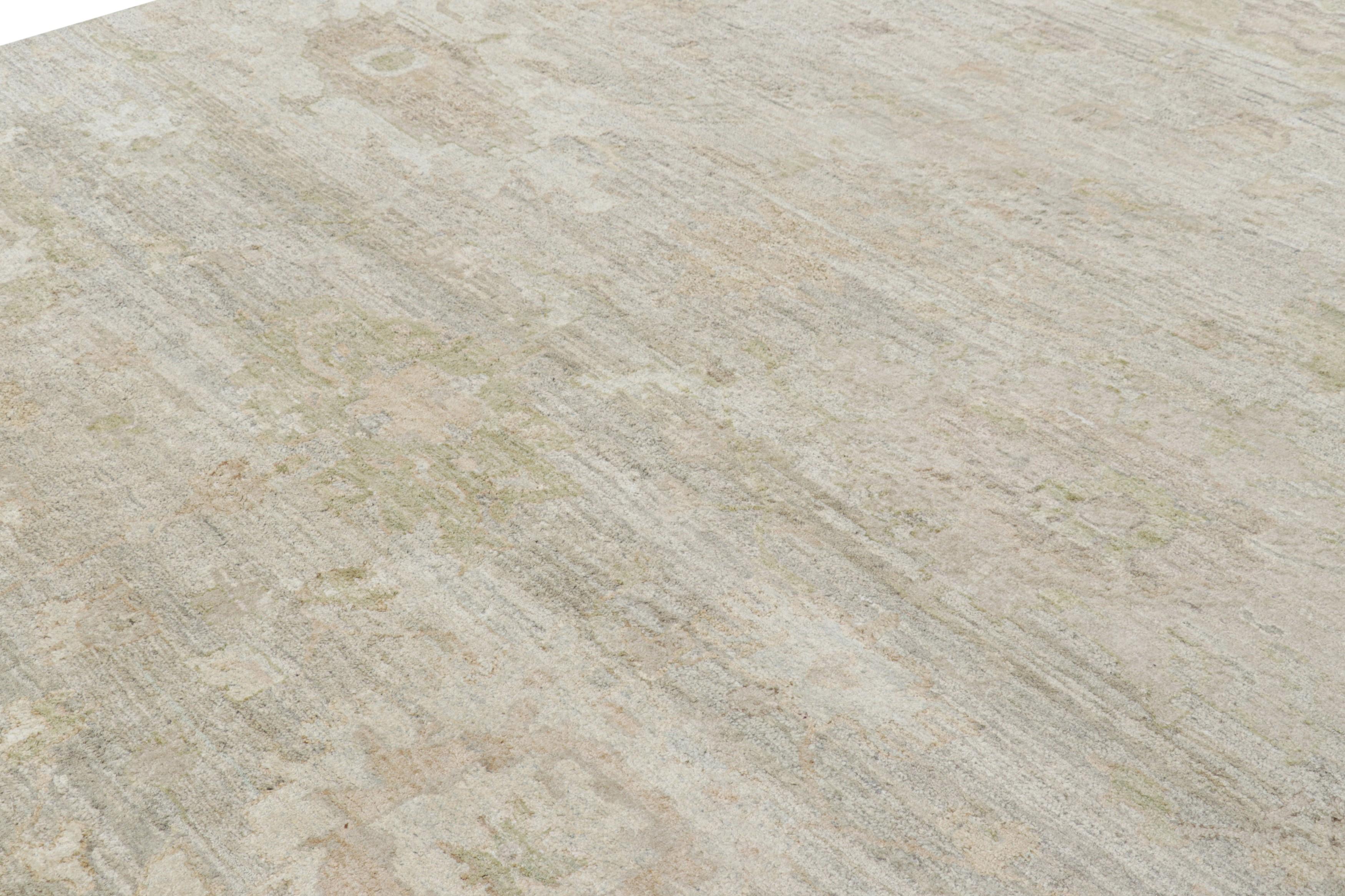 Made with hand-knotted silk and featuring floral patterns in white, green and beige-brown tones, this 9x12 rug from Rug & Kilim’s Modern Classics collection represents a new line inspired by vintage and antique Oushak rugs. 

On The Design:

One