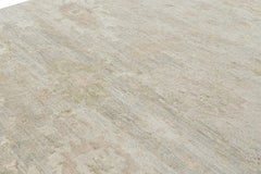 Rug & Kilim’s Oushak Style Rug in White, Beige and Gray with Floral Patterns