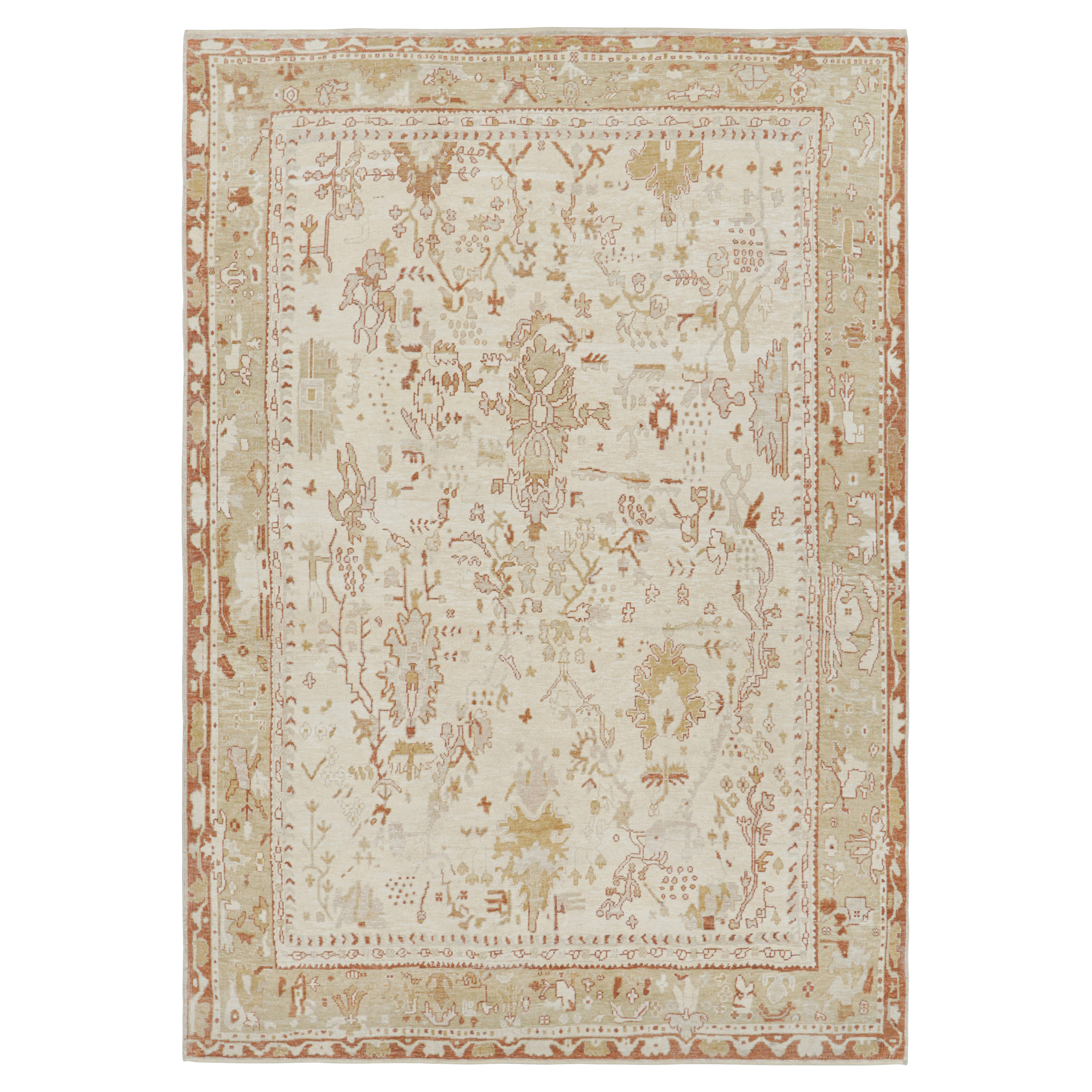 Rug & Kilim's Oushak Style Teppich in Weiß mit goldenen Blumenmustern