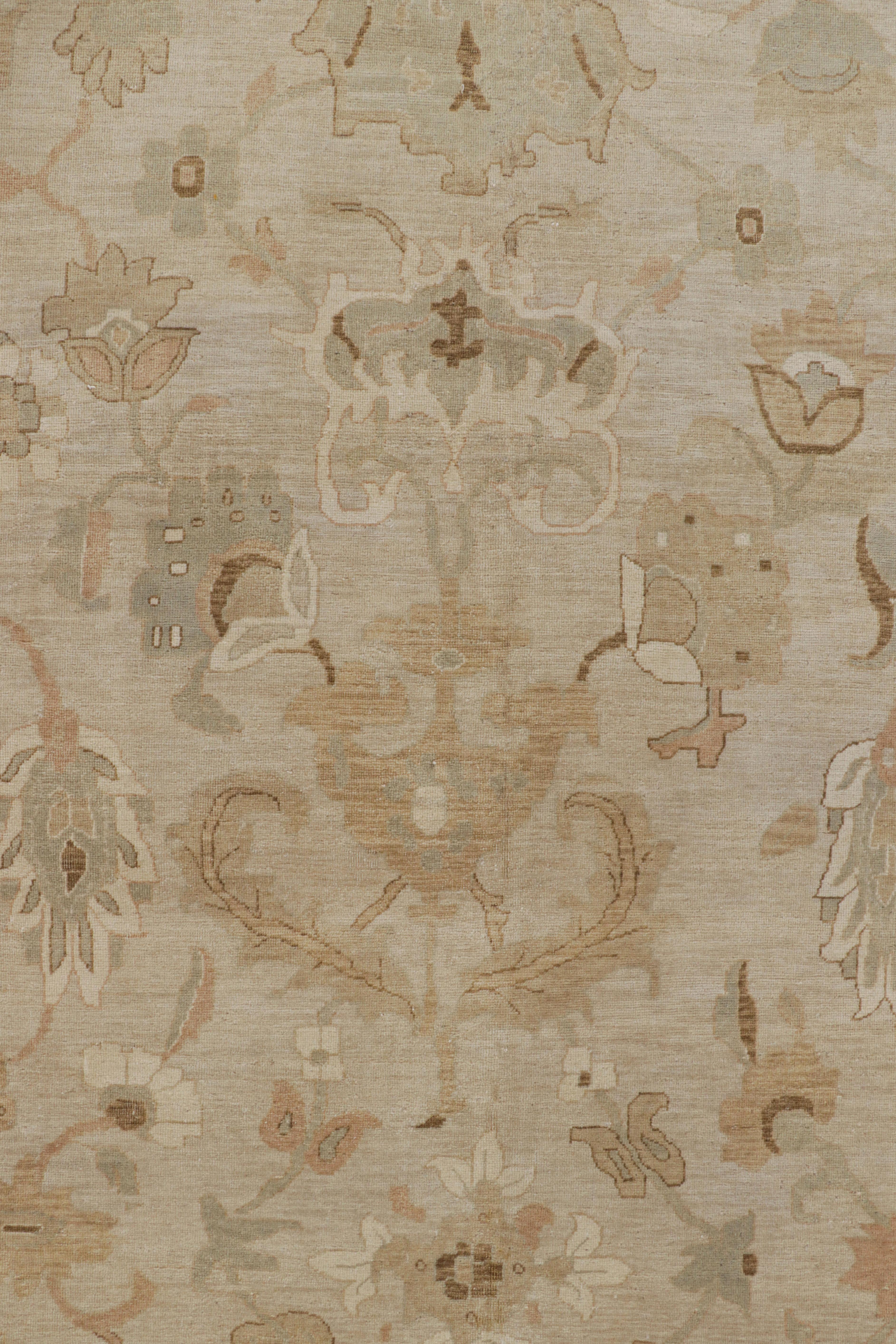 Rug & Kilim’s Oushak Style Rug with Beige-Brown Floral Patterns In New Condition For Sale In Long Island City, NY