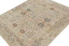 Rug & Kilim’s Oushak Style Rug with Beige, Rust and Navy Blue Floral Patterns