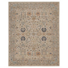 Rug & Kilim's Oushak Style Teppich mit Blumenmustern in Beige, Rost und Marineblau