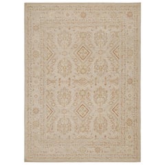 Rug & Kilim’s Oushak Style Rug with Floral Patterns in Beige and Rust