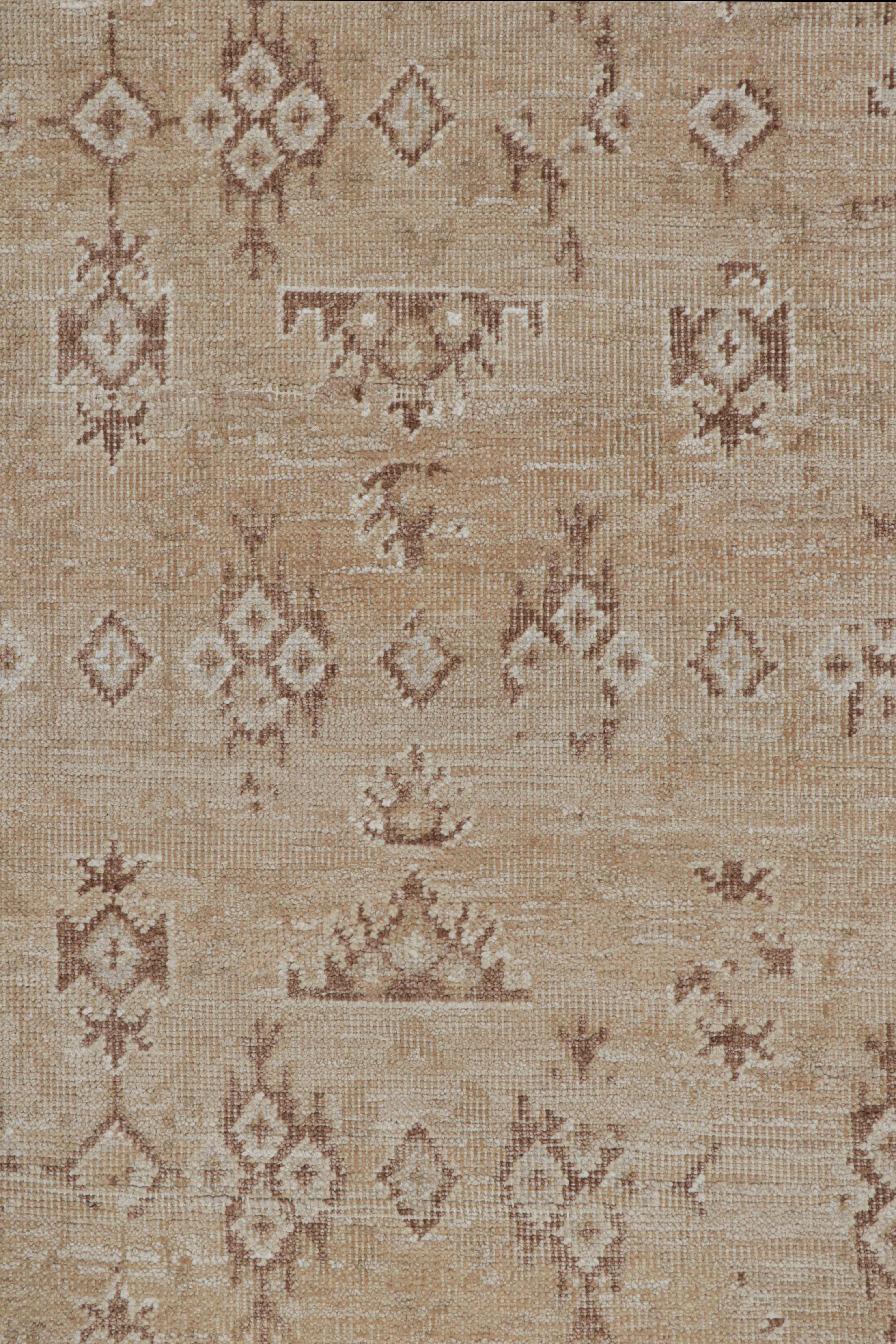 Contemporary Rug & Kilim’s Oushak Style Rug with Floral Patterns in Tones of Brown For Sale