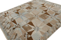 Rug & Kilim’s Oushak Style Rug with Geometric Patterns in Brown and Rust Tones